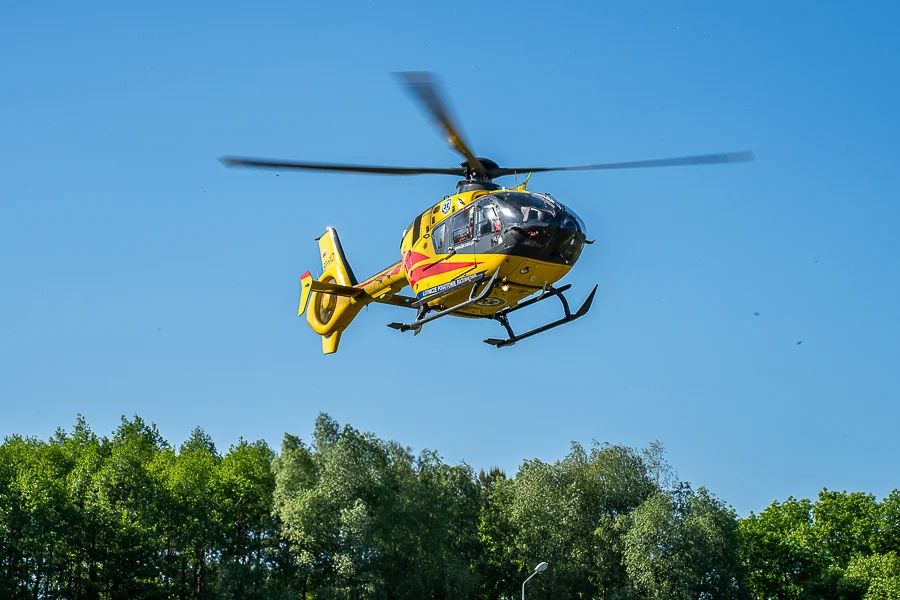 Groźny wypadek w Piotrkowie. Interweniował śmigłowiec LPR - Zdjęcie główne