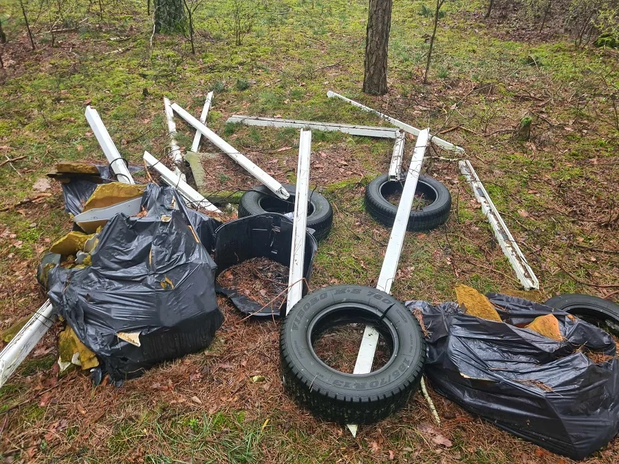 Skład opon w lesie? Akcja sprzątania w powiecie piotrkowskim - Zdjęcie główne