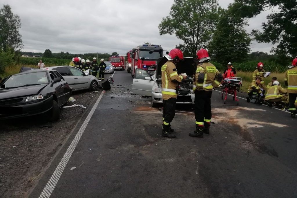 Wypadek łódzkie. Śmiertelny wypadek pod Bełchatowem. Trzy roztrzaskane samochody (fot. Policja Łódzka)