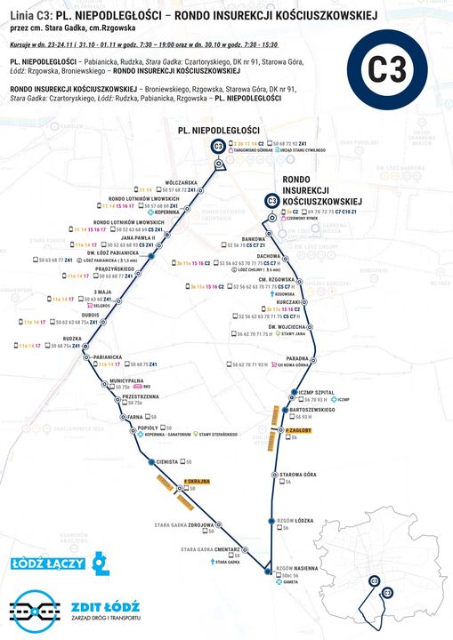 Specjalne linie MPK Łódź - linia C3
