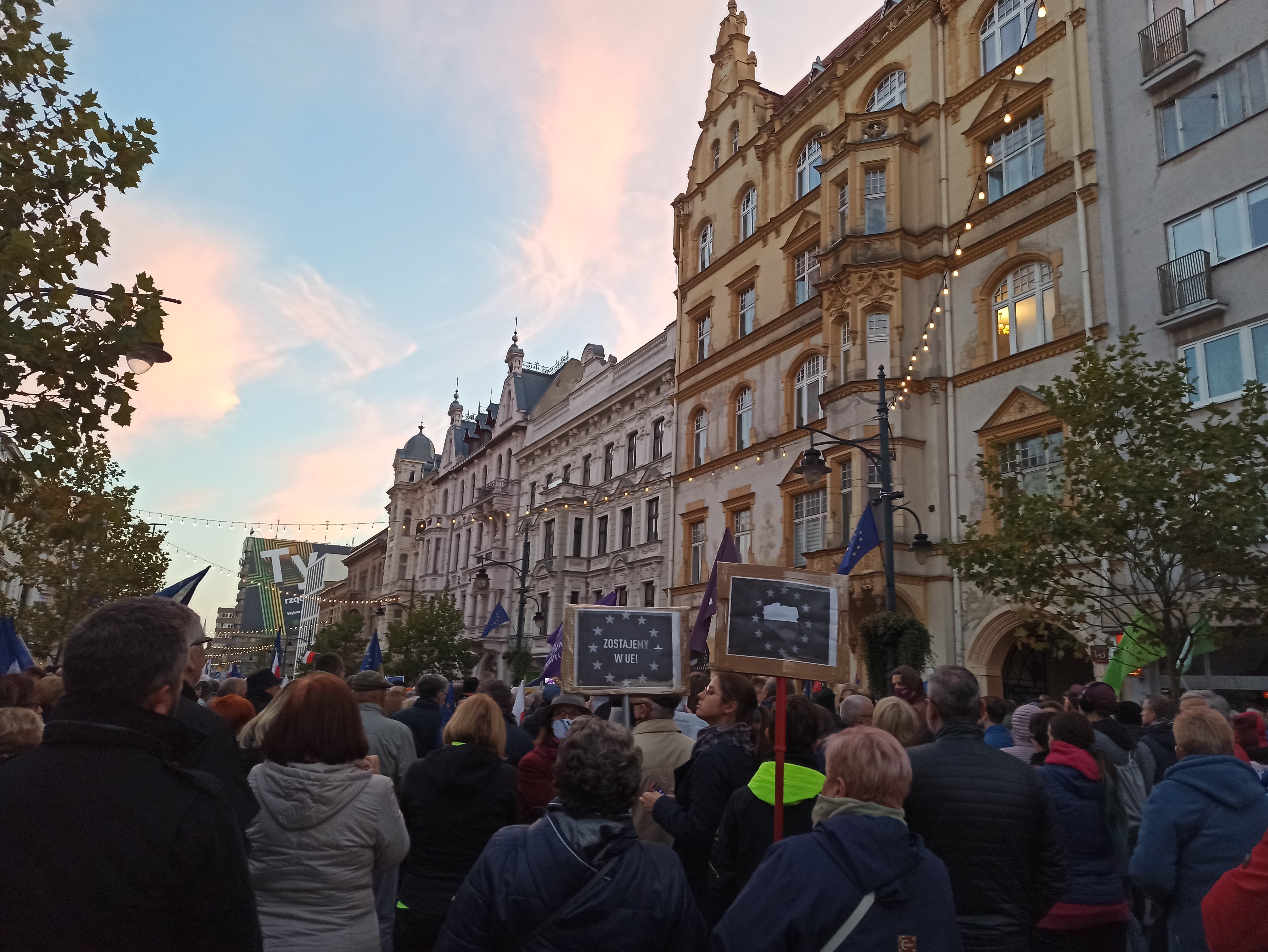 Protest na ulicy Piotrkowskiej w Łodzi