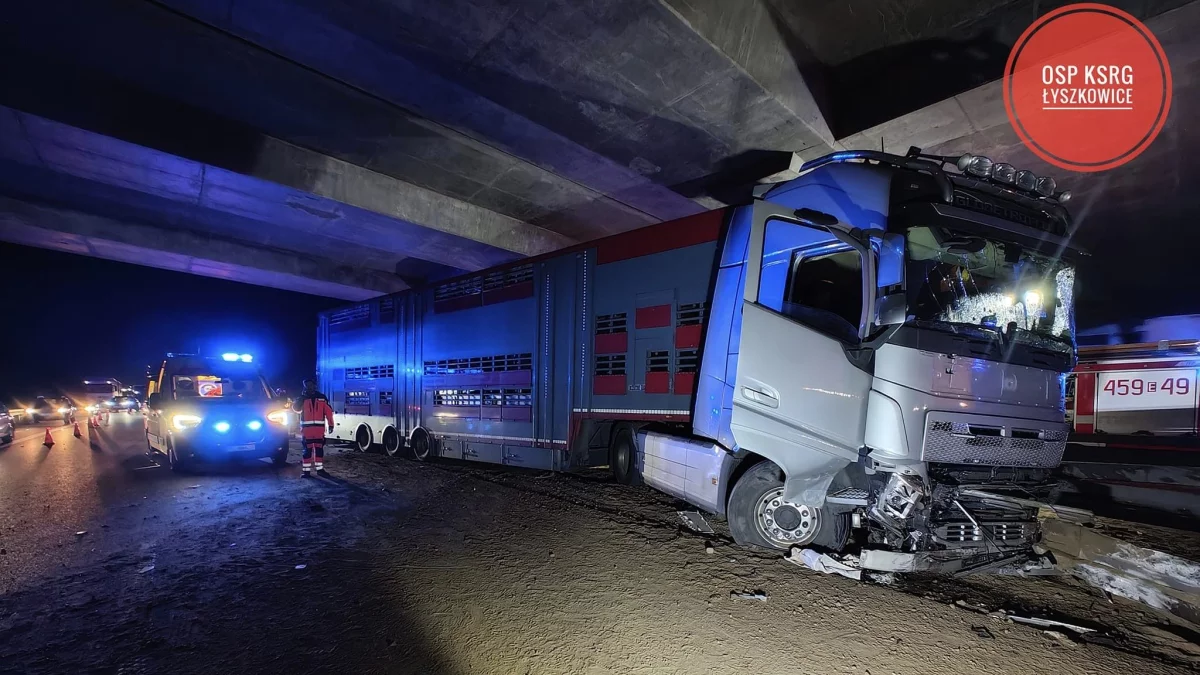 Zderzenie dwóch pojazdów na autostradzie A2. Droga została całkowicie zablokowana - Zdjęcie główne