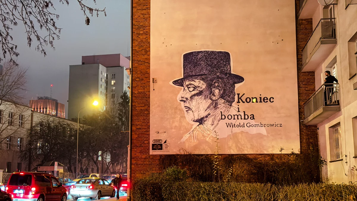 „Koniec i bomba”. Na ścianie biurowca Zenit pojawił się mural z podobizną Gombrowicza - Zdjęcie główne