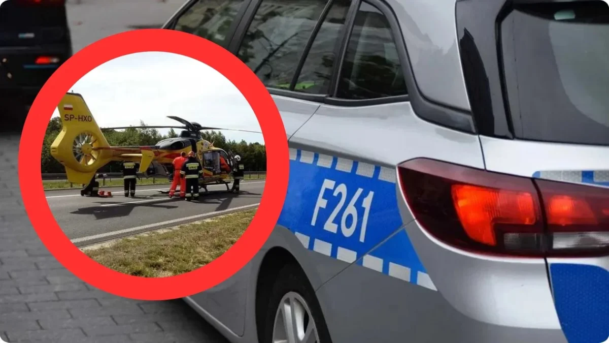 Wypadek z udziałem motocyklisty w powiecie zgierskim. Na miejscu LPR - Zdjęcie główne