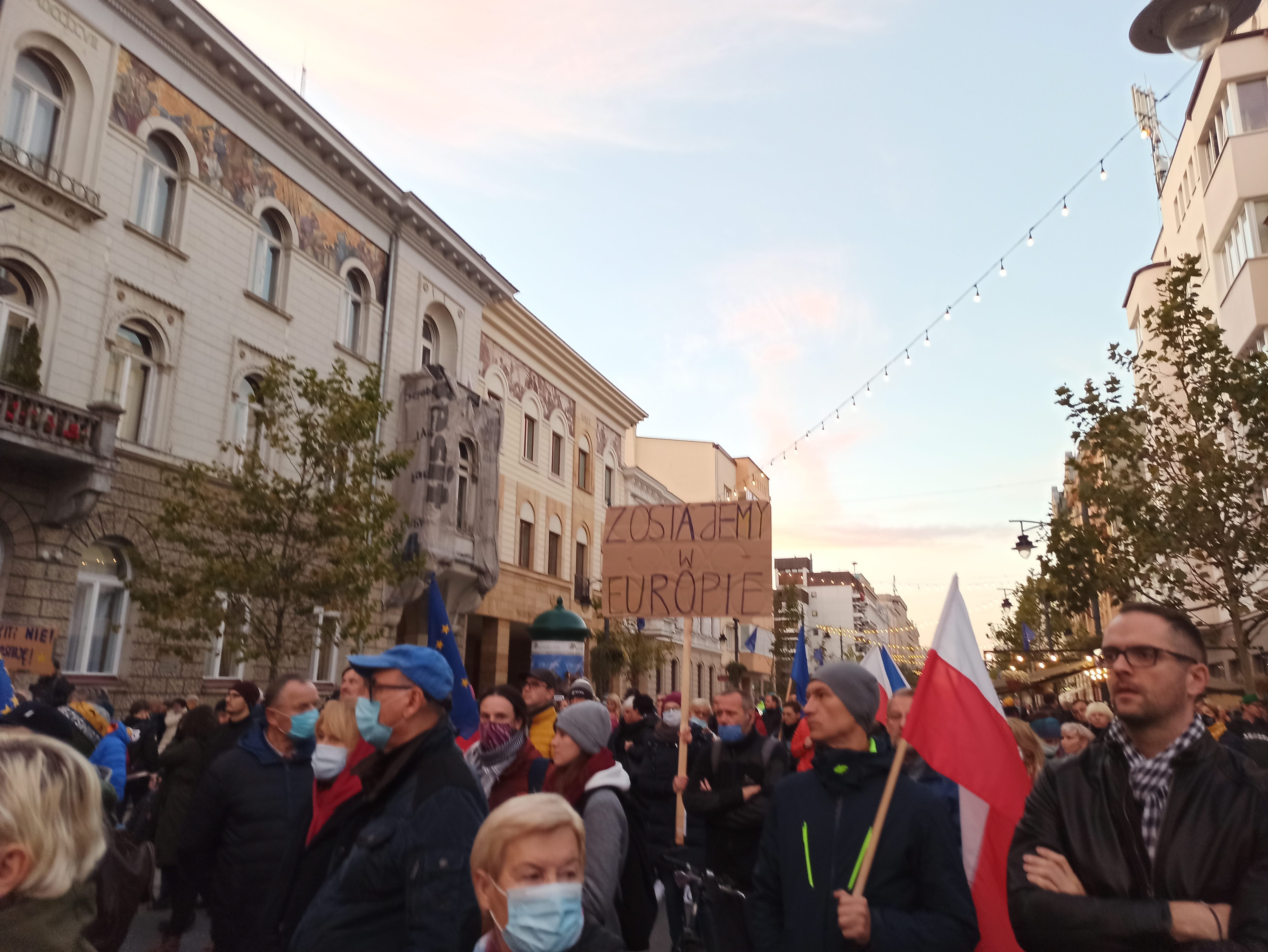 Protest na ulicy Piotrkowskiej w Łodzi