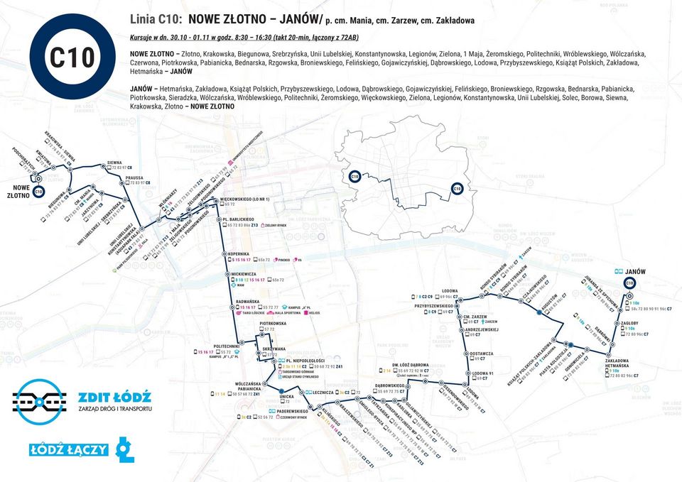 Specjalne linie MPK Łódź - linia C10 