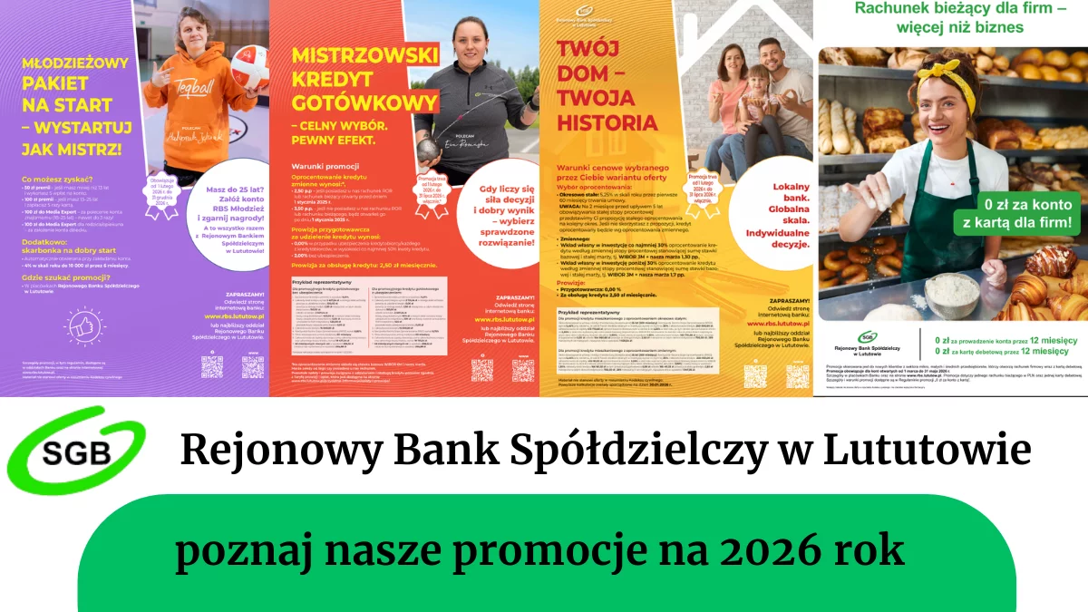 Nowy rok, nowe możliwości – poznaj promocje na 2026 rok Rejonowego Banku Spółdzielczego w Lututowie