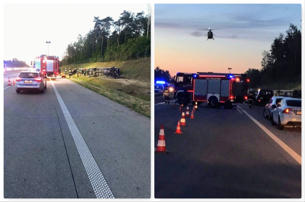 Zderzenie toyoty z busem na autostradzie A1. Do szpitala trafiło 5 osób - Zdjęcie główne