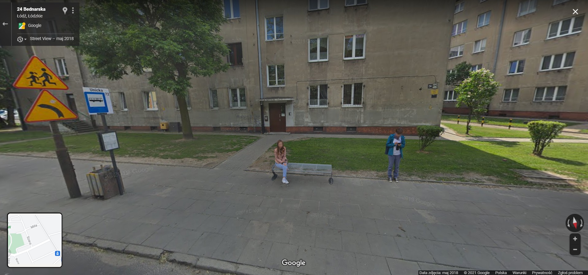 Mieszkańcy Górnej w Łodzi przyłapani przez Google Street View