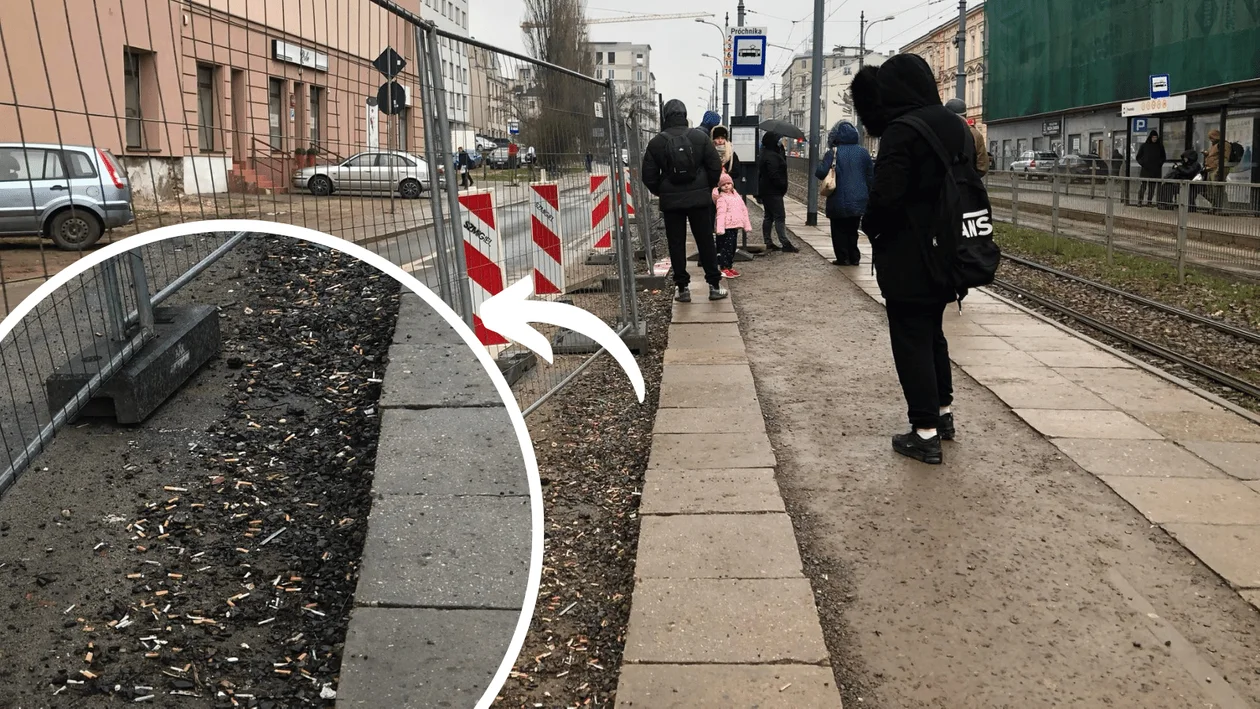 Przystanek „śmietnik” w centrum Łodzi. W takich warunkach podróżni czekają na tramwaj [ZDJĘCIA] - Zdjęcie główne