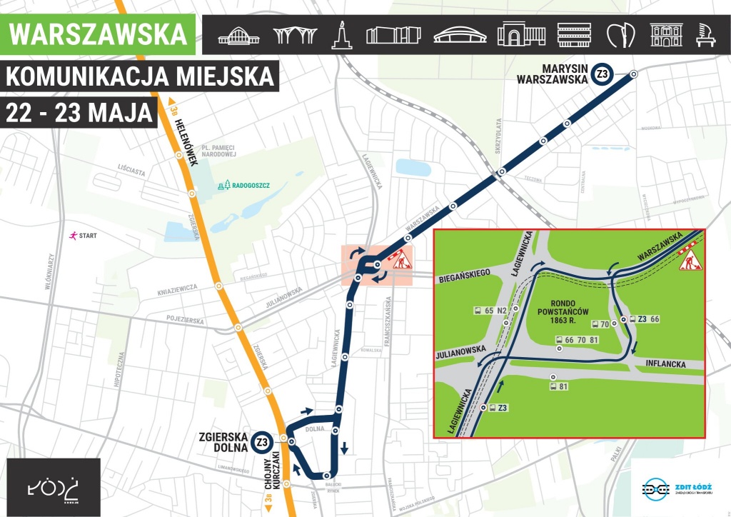 MPK Łódź. Zmiany w funkcjonowaniu komunikacji miejskiej z powodu remontu torowiska na ul. Warszawskiej w Łodzi (fot. Michał Pietrzak - redakcja TuŁódź) |wiadomości łódzkie | Łódź | TuŁódź