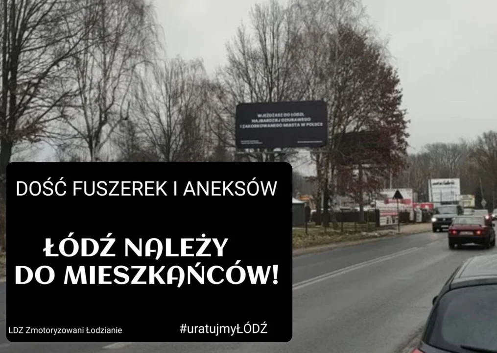 "Dość fuszerek i aneksów". W Łodzi staną czarne billboardy. To akcja Zmotoryzowanych Łodzian - Zdjęcie główne