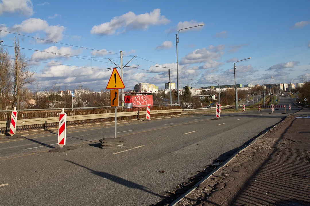 Remont wiaduktu na ul. Przybyszewskiego w Łodzi [grudzień 2021]