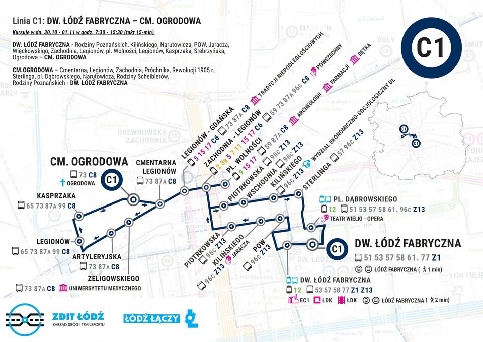 Specjalne linie MPK Łódź - linia C1