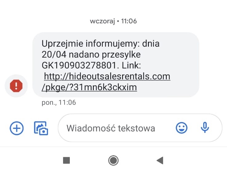 Uwaga łodzianie! Oszuści w zmasowanej akcji SMS-owej. Chcą wyłudzić nasze dane (fot. dzięki uprzejmości czytelnika TuŁódź.pl)