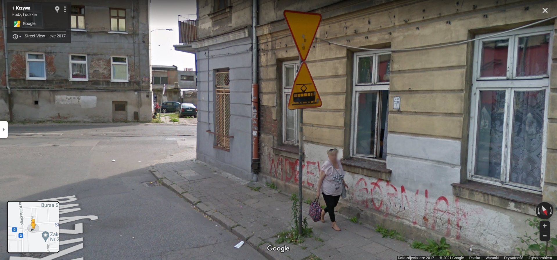 Mieszkańcy Górnej w Łodzi przyłapani przez Google Street View