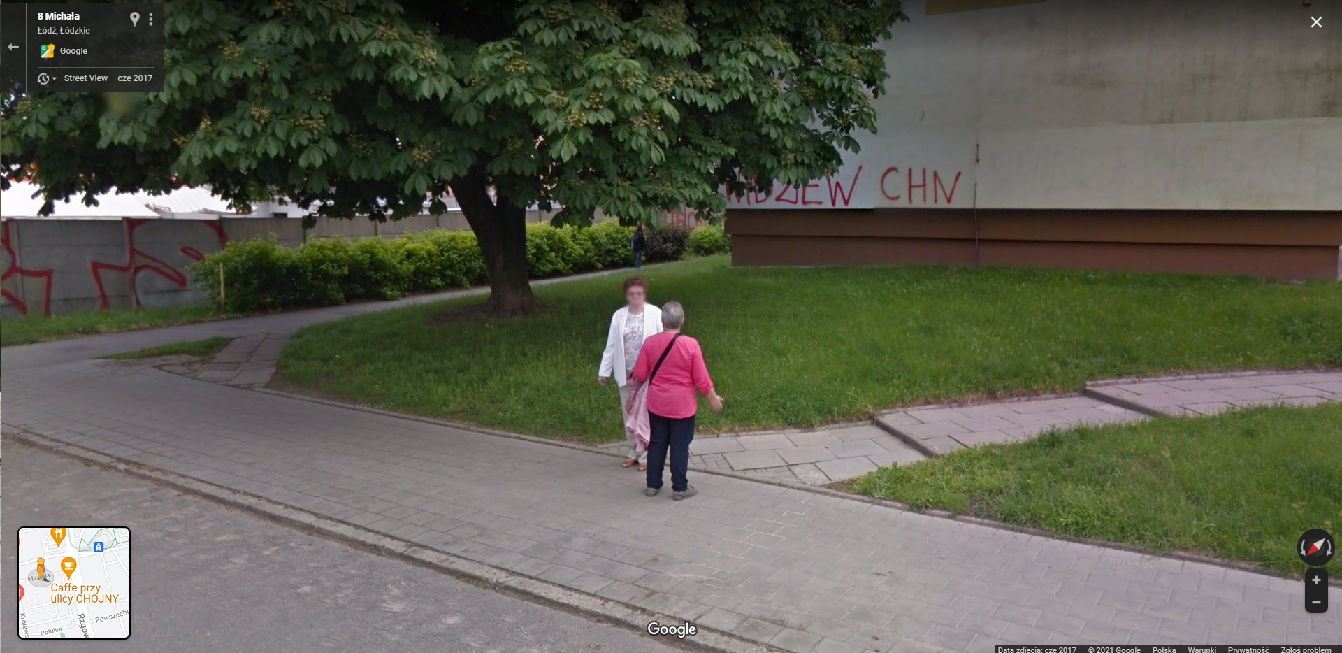 Mieszkańcy Górnej w Łodzi przyłapani przez Google Street View