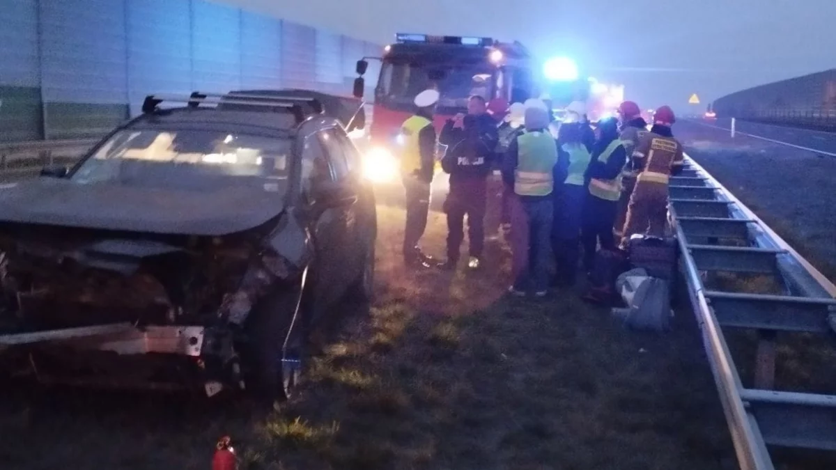 Wypadek na autostradzie A1. Auto wpadło w poślizg. Z pomocą ruszył żołnierz - Zdjęcie główne