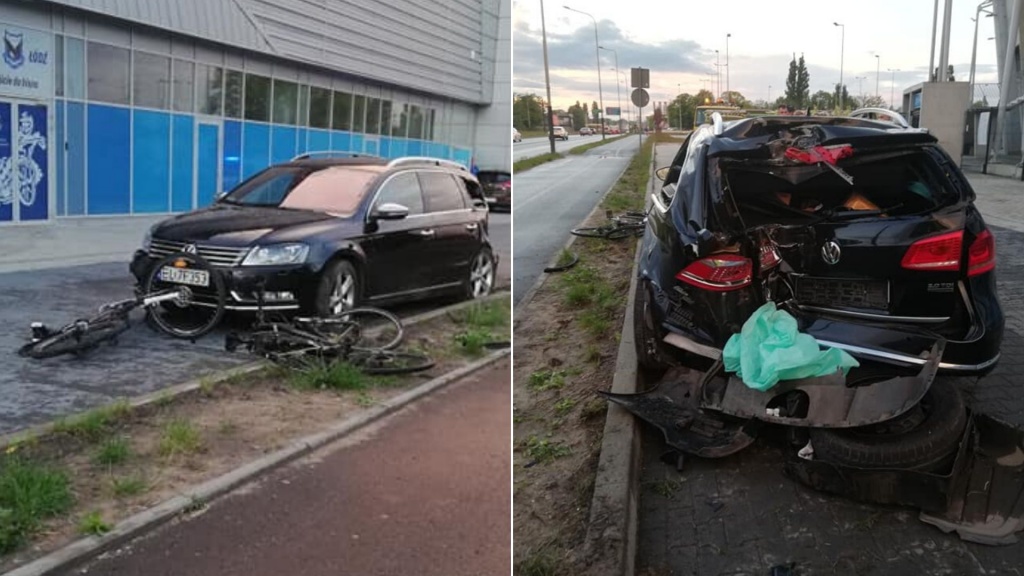 Groźny wypadek na Włókniarzy. Opel wypadł z drogi i staranował rowerzystów [ZDJĘCIA] - Zdjęcie główne