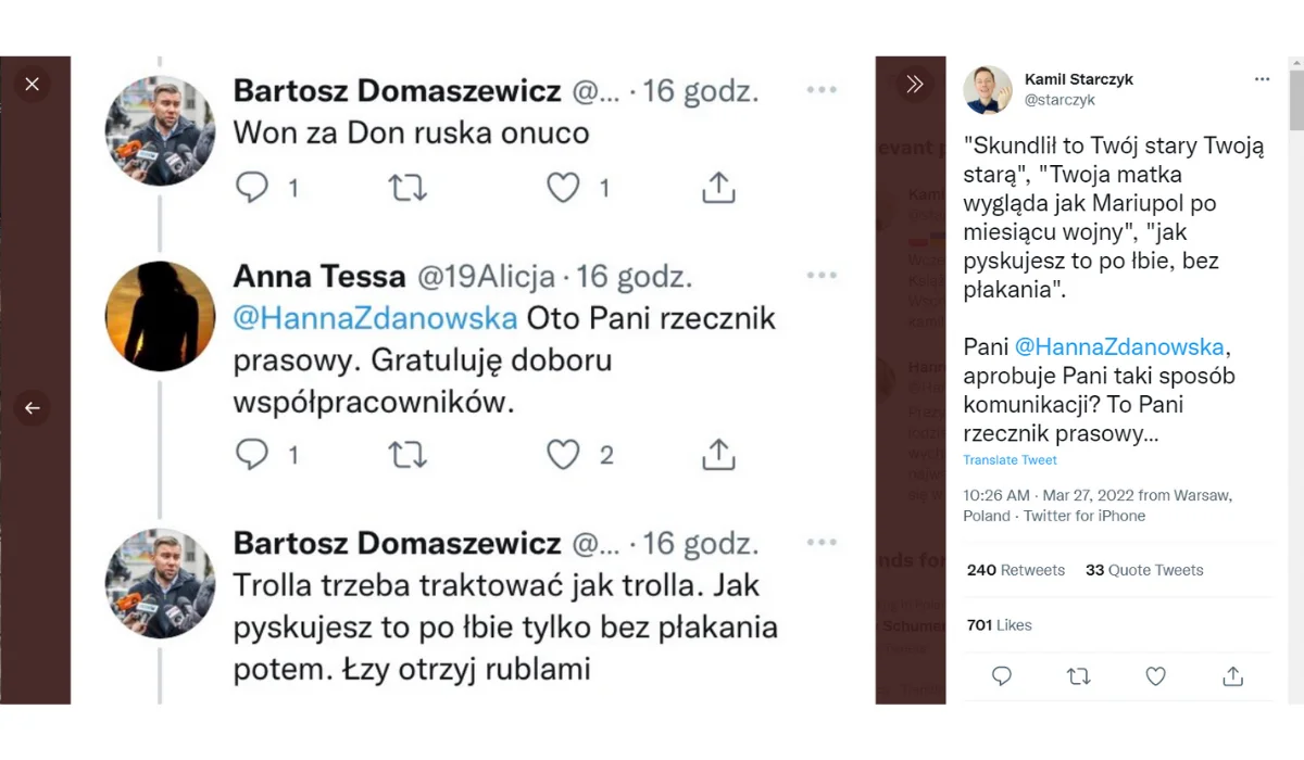 „Skundlił to Twój stary Twoją starą baranie”. Szokujące wpisy Bartosza Domaszewicza, wiceprzewodniczącego RM w Łodzi [zdjęcia]  - Zdjęcie główne