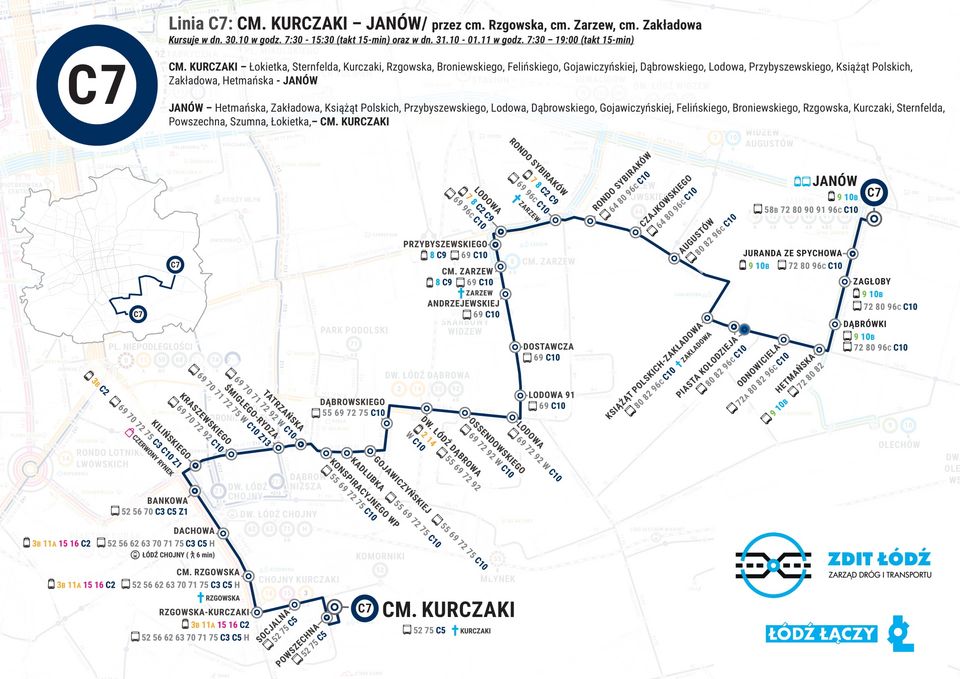 Specjalne linie MPK Łódź - linia C7