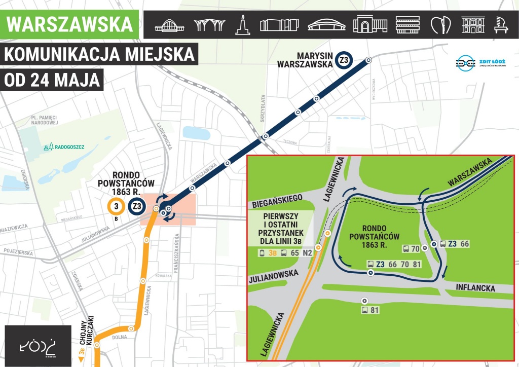 MPK Łódź. Zmiany w funkcjonowaniu komunikacji miejskiej z powodu remontu torowiska na ul. Warszawskiej w Łodzi (fot. Michał Pietrzak - redakcja TuŁódź) |wiadomości łódzkie | Łódź | TuŁódź