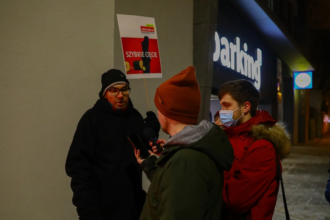 Protest pod Lidlem w Łodzi