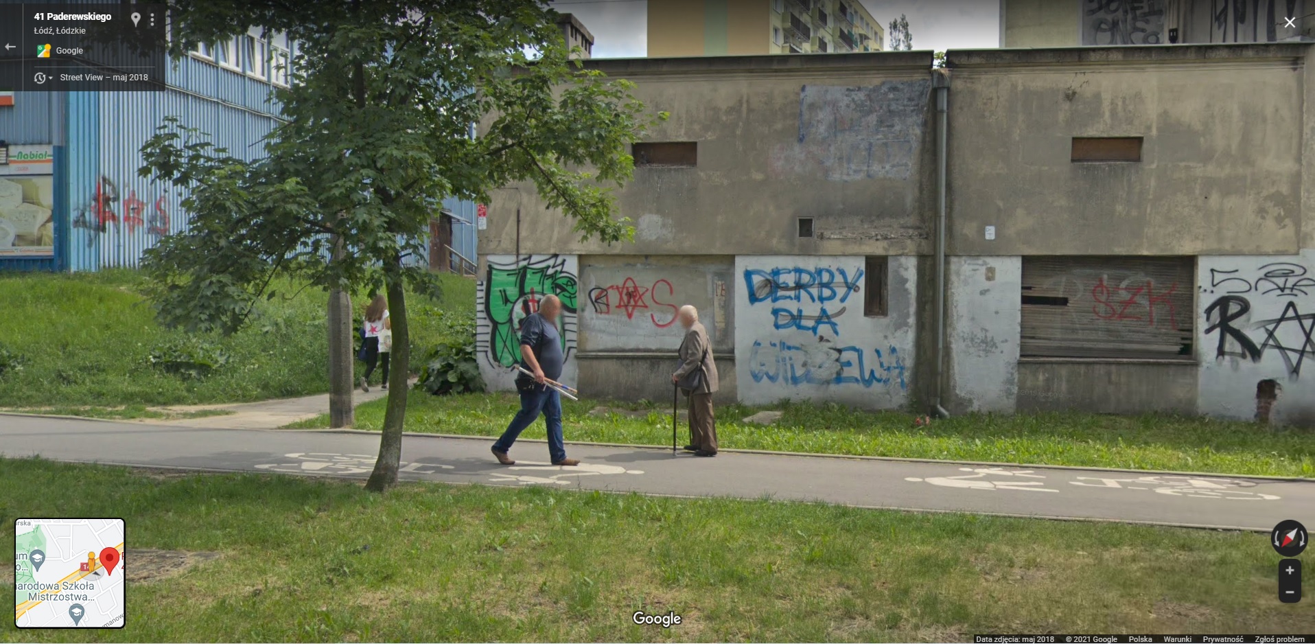 Mieszkańcy Górnej w Łodzi przyłapani przez Google Street View