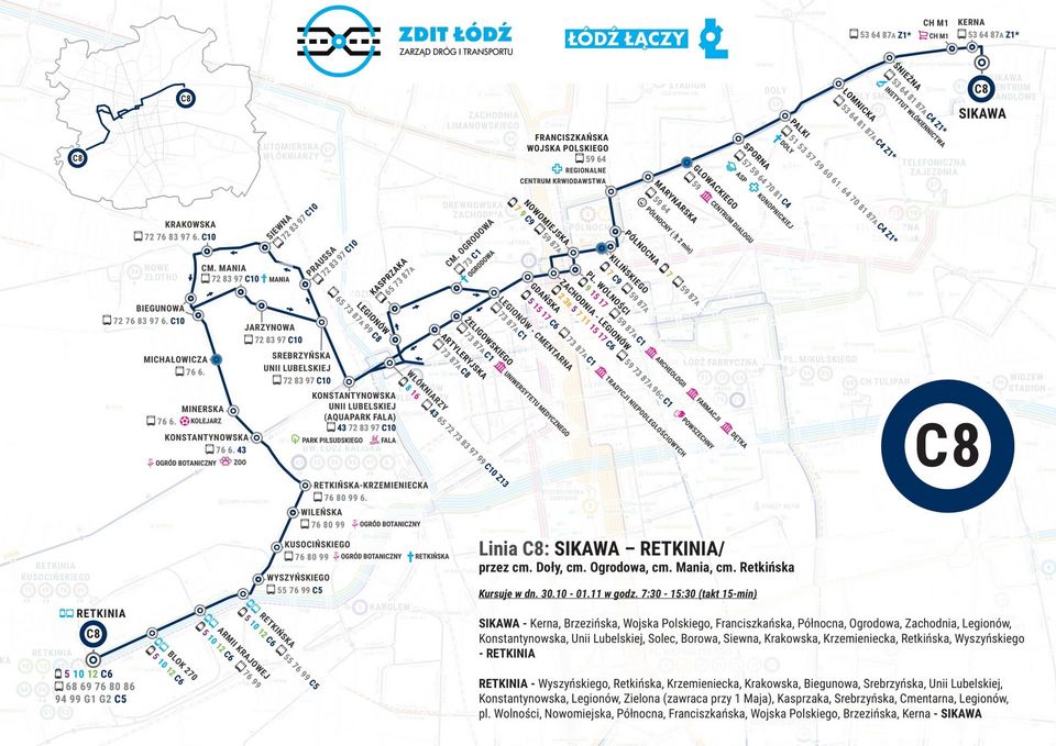 Specjalne linie MPK Łódź - linia C8