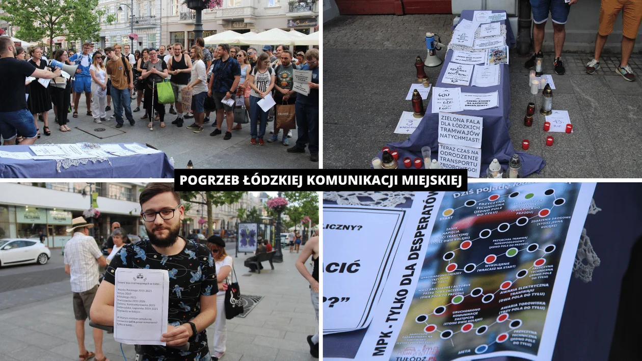 Pogrzeb Łódzkiej Komunikacji Miejskiej na Piotrkowskiej. Posłuchaj, co mówili łodzianie [WIDEO, ZDJĘCIA] - Zdjęcie główne