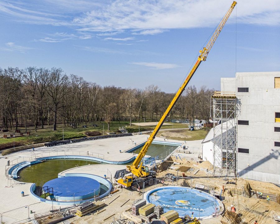 Aquapark Fala. Budowa nowych, zewnętrznych atrakcji, marzec 2020 (fot. UMŁ) |wiadomości łódzkie | Łódź | TuŁódź