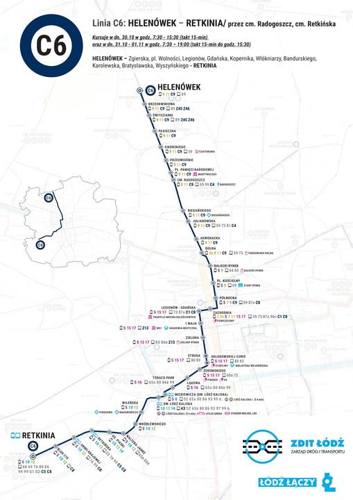 Specjalne linie MPK Łódź - linia C6