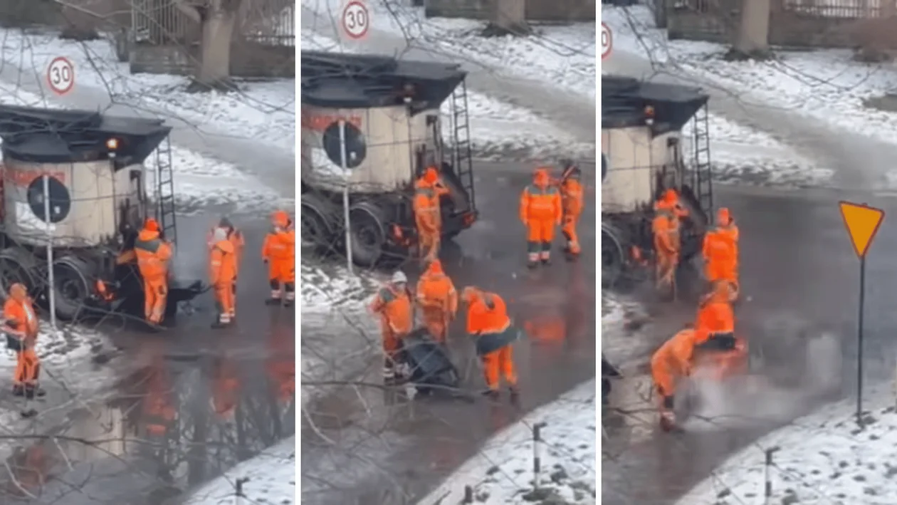 Łatanie dziury w ogromnej kałuży na Bałutach. Zarząd Dróg i Transportu w Łodzi tłumaczy całą sytuację [WIDEO] - Zdjęcie główne