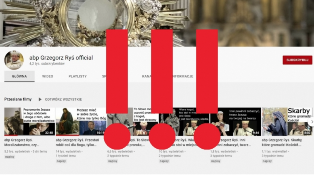 Archidiecezja Łódzka. Ktoś podszywa się pod arcybiskupa Grzegorza Rysia? To konto na YouTube jest fałszywe - Zdjęcie główne