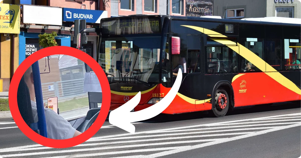 Zamiast patrzeć na drogę patrzył w telefon. Kierowca zgierskiego autobusu bawił się smartfonem podczas jazdy - Zdjęcie główne