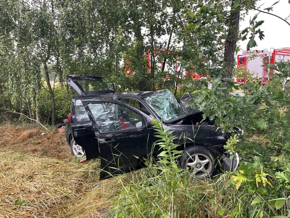 Wypadek w powiecie zgierskim. Na miejscu lądowało pogotowie lotnicze [zdjęcia]  - Zdjęcie główne