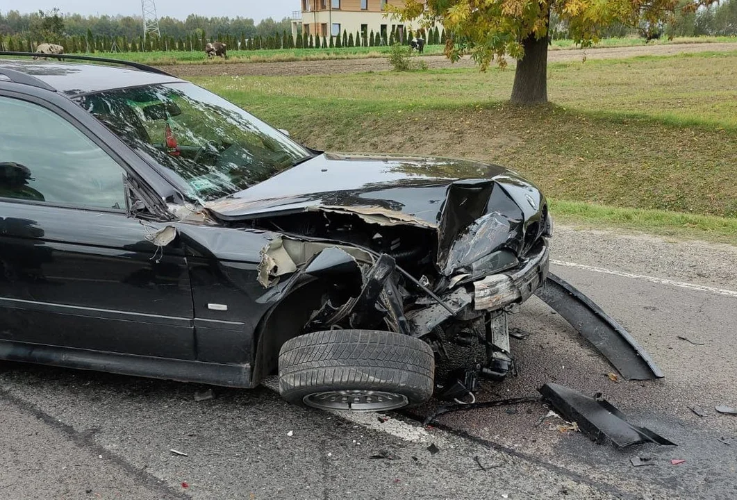 Droga w powiecie zgierskim zablokowana, a kierowca BMW uciekł [zdjęcia] - Zdjęcie główne