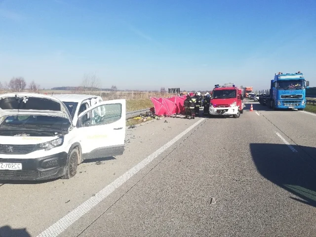 Śmiertelny wypadek na autostradzie A1. Ciężarówka potrąciła 50-letniego mężczyznę 