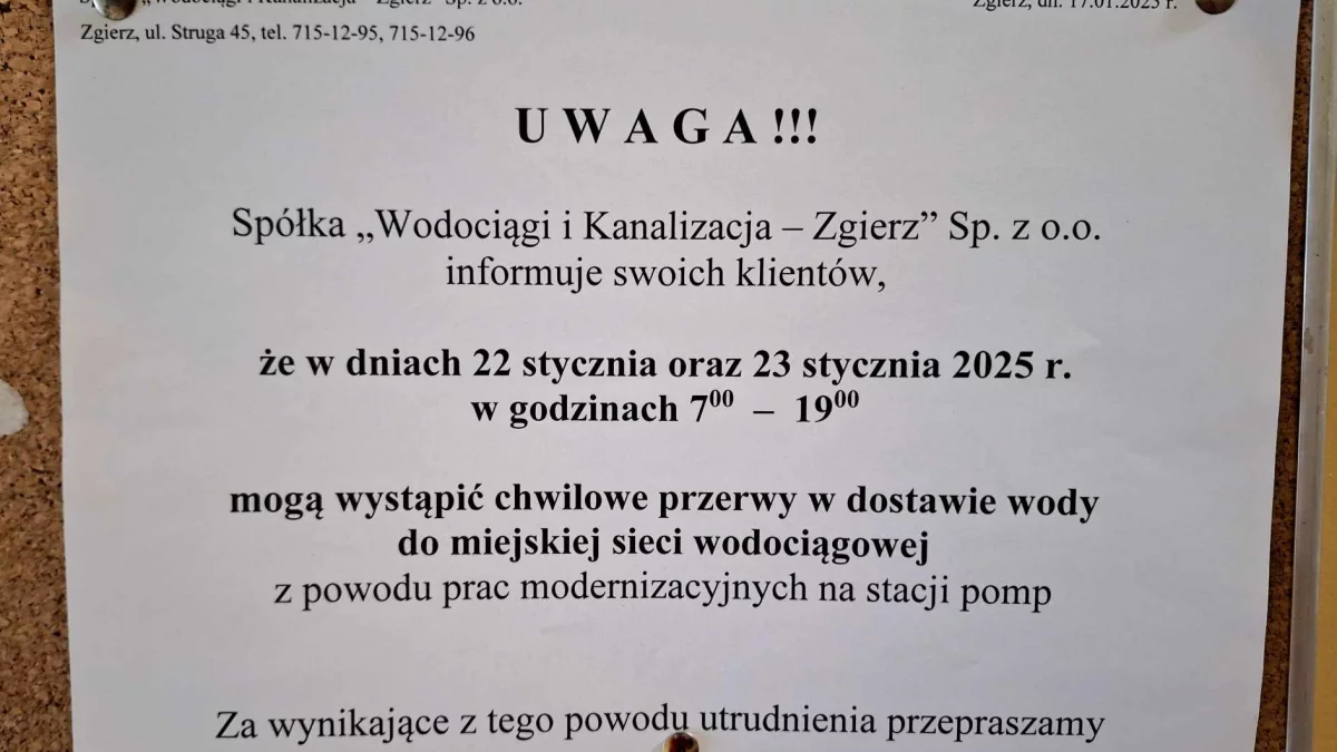 Chwilowe przerwy w dostawie wody w Zgierzu. Gdzie i o której? - Zdjęcie główne